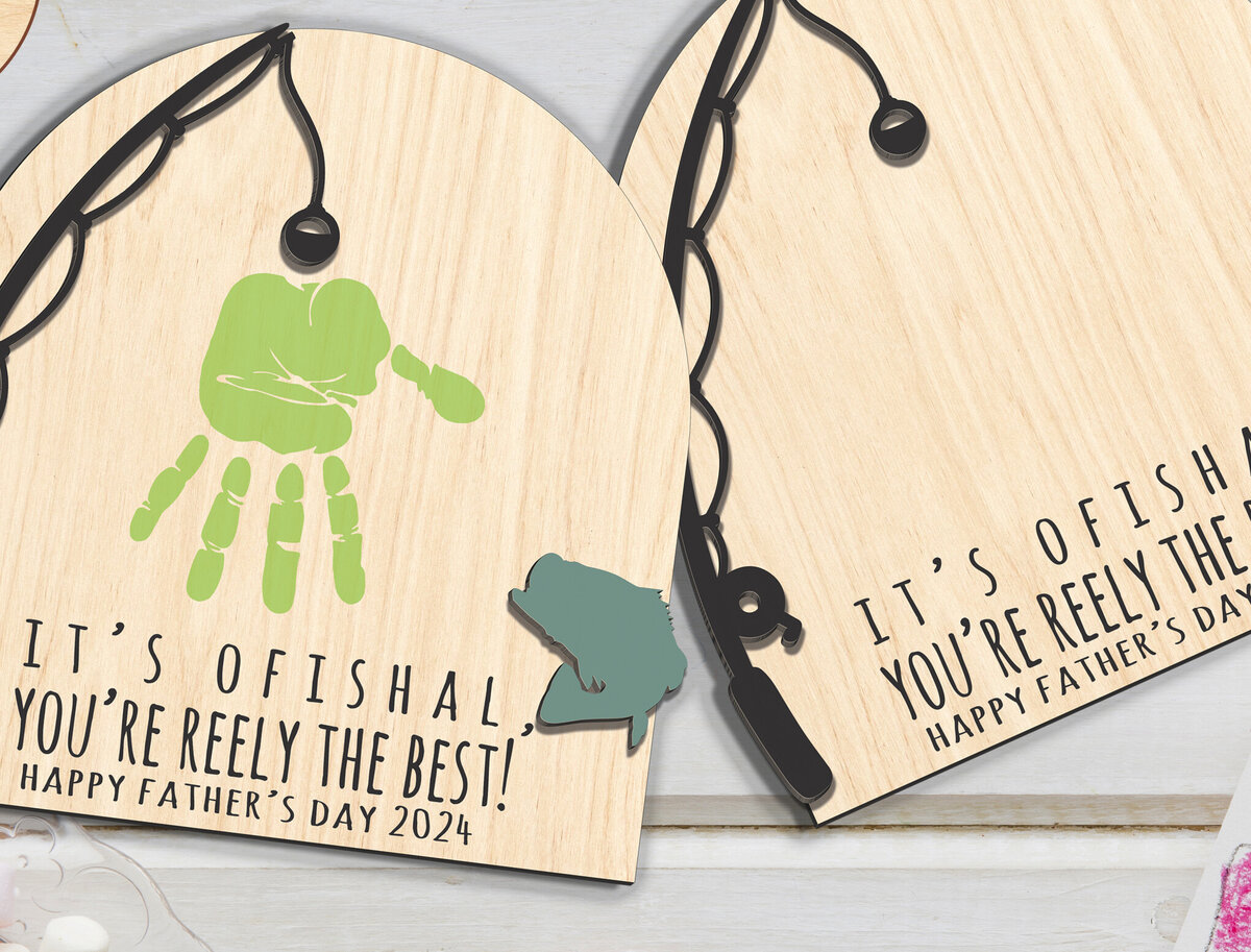 Intra απο ξύλο plywood  Χρώμα wenge 3mm-4mm πάχος - Σημάδι για την Ημέρα του Πατέρα που ψαρεύει Δίασταση 20x20 cm INTRAFABR-119205964