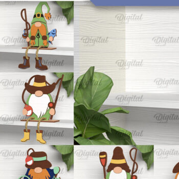 Intra απο ξύλο plywood Χρώμα wenge 3mm-4mm πάχος - Πακέτο κοπής λέιζερ Fishing Gnomes Δίασταση 30x20 cm INTRAFABR-112208943 - Image 1