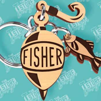 Intra απο ξύλο plywood  Χρώμα wenge 3mm-4mm πάχος - Μπρελόκ ψαρέματος | Fisherman Design |CNC Δίασταση 4x4 cm INTRAFABR-116749426 - Image 1