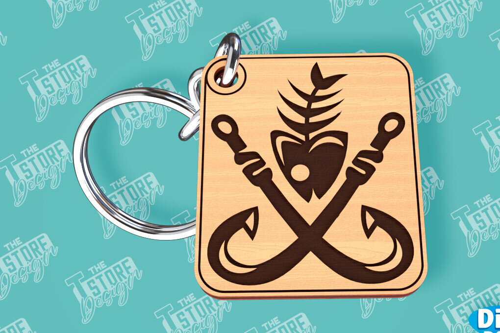 Intra απο ξύλο plywood  Χρώμα wenge 3mm-4mm πάχος - Μπρελόκ ψαρέματος | Fisherman Design |CNC Δίασταση 4x4 cm INTRAFABR-68692057