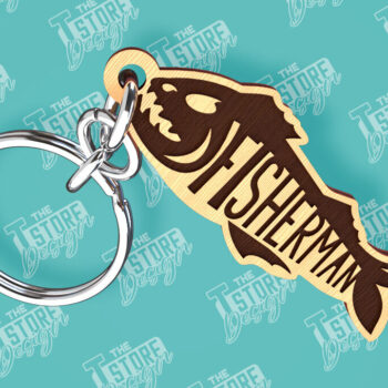 Intra απο ξύλο plywood  Χρώμα wenge 3mm-4mm πάχος - Μπρελόκ ψαρέματος | Fisherman Design |CNC Δίασταση 4x4 cm INTRAFABR-113924290 - Image 1