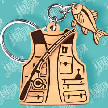 Intra απο ξύλο plywood  Χρώμα wenge 3mm-4mm πάχος - Μπρελόκ ψαρέματος | Fisherman Design |CNC Δίασταση 4x4 cm INTRAFABR-102185999 - Image 1