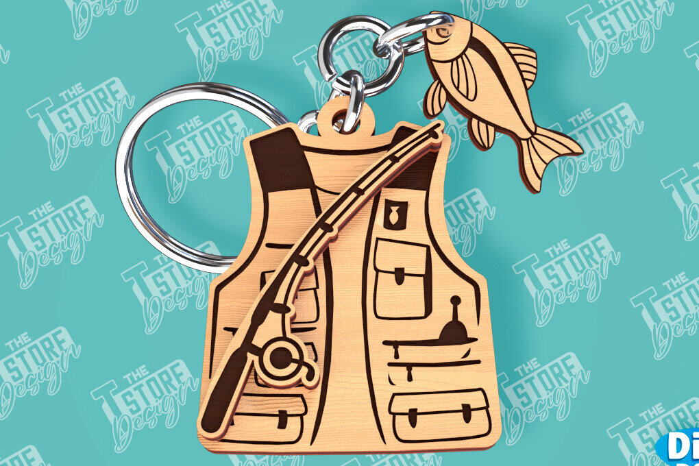 Intra απο ξύλο plywood  Χρώμα wenge 3mm-4mm πάχος - Μπρελόκ ψαρέματος | Fisherman Design |CNC Δίασταση 4x4 cm INTRAFABR-102185999