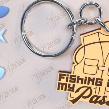 Intra απο ξύλο plywood  Χρώμα wenge 3mm-4mm πάχος - Μπρελόκ ψαρέματος | Δώρο Ψαράς | CNC Δίασταση 4x4 cm INTRAFABR-96008397 - Image 1