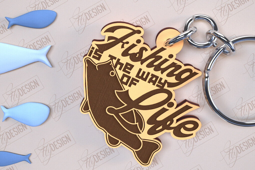 Intra απο ξύλο plywood  Χρώμα wenge 3mm-4mm πάχος - Μπρελόκ ψαρέματος | Δώρο Ψαράς | CNC Δίασταση 4x4 cm INTRAFABR-68692305