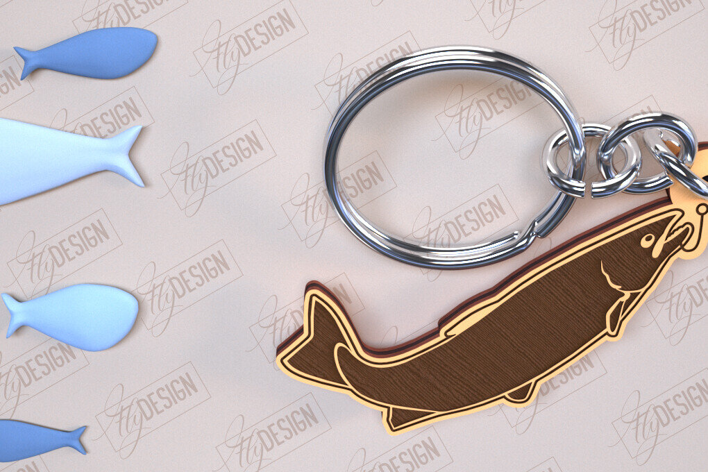 Intra απο ξύλο plywood  Χρώμα wenge 3mm-4mm πάχος - Μπρελόκ ψαρέματος | Δώρο Ψαράς | CNC Δίασταση 4x4 cm INTRAFABR-56475864