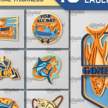 Intra απο ξύλο plywood  Χρώμα wenge 3mm-4mm πάχος - Ψάρεμα Layered Signs Δέσμη κοπής με λέιζερ Δίασταση 30x20 cm INTRAFABR-54717241 - Image 1