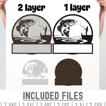 Intra απο ξύλο plywood  Χρώμα wenge 3mm-4mm πάχος - Μονόγραμμα ψαρέματος , Bass Fishing Laser Δίασταση 40x50 cm INTRAFABR-112385577 - Image 2