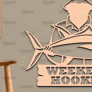 Intra απο ξύλο plywood  Χρώμα wenge 3mm-4mm πάχος - Ψάρεμα σημάδι LaserCut. Fishing Decor Δίασταση 30x20 cm INTRAFABR-59254742