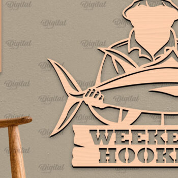 Intra απο ξύλο plywood  Χρώμα wenge 3mm-4mm πάχος - Ψάρεμα σημάδι LaserCut. Fishing Decor Δίασταση 30x20 cm INTRAFABR-59254742 - Image 1