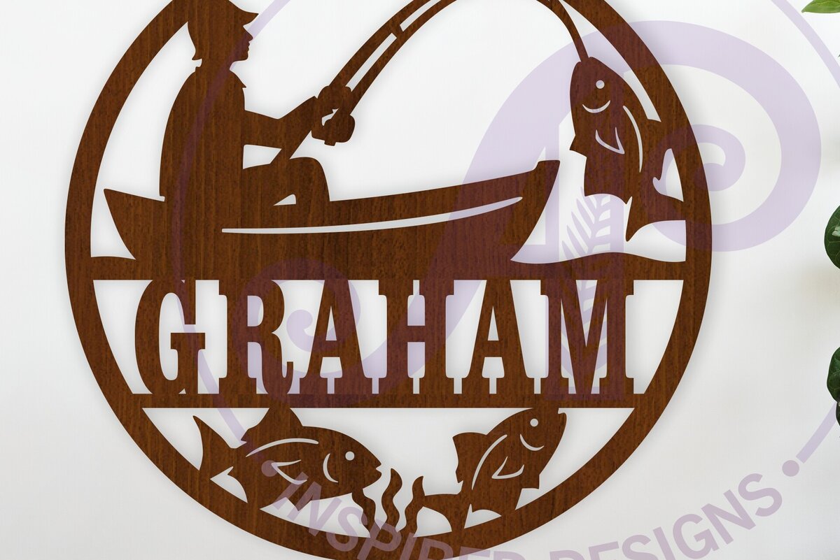 Intra απο ξύλο plywood  Χρώμα wenge 3mm-4mm πάχος - Σχέδιο πινακίδας με θέμα το ψάρεμα Δίασταση 40x50 cm INTRAFABR-116753028