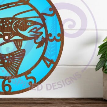 Intra απο ξύλο plywood  Χρώμα wenge 3mm-4mm πάχος - Ρολόι τοίχου ψαρέματος με Files, Δίασταση 30x20 cm INTRAFABR-111973341 - Image 1