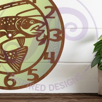 Intra απο ξύλο plywood  Χρώμα wenge 3mm-4mm πάχος - Ρολόι τοίχου ψαρέματος με Files, Δίασταση 30x20 cm INTRAFABR-111973341 - Image 2