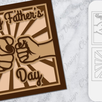 Intra απο ξύλο plywood  Χρώμα wenge 3mm-4mm πάχος - Fist Bump Lasercut | Father Bumping Fist Δίασταση 30x20 cm INTRAFABR-96733826 - Image 1