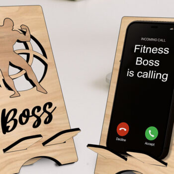 Intra απο ξύλο plywood  Χρώμα wenge 3mm-4mm πάχος - Βάση τηλεφώνου Boss Fitness Bodybuilding Δίασταση 20x20 cm INTRAFABR-68694163 - Image 1