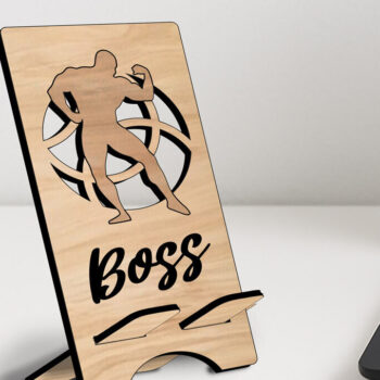 Intra απο ξύλο plywood  Χρώμα wenge 3mm-4mm πάχος - Βάση τηλεφώνου Boss Fitness Bodybuilding Δίασταση 20x20 cm INTRAFABR-68694163 - Image 2