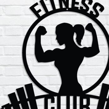 Intra απο ξύλο plywood  Χρώμα wenge 3mm-4mm πάχος - κοπής λέιζερ με πινακίδες τοίχου Fitness Club Δίασταση 40x50 cm INTRAFABR-112217795 - Image 1