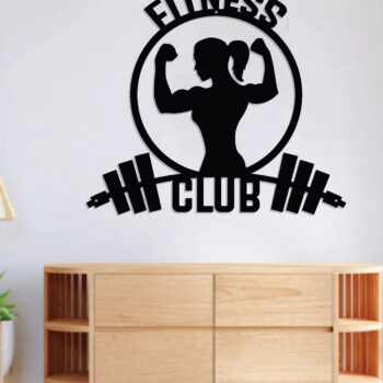 Intra απο ξύλο plywood  Χρώμα wenge 3mm-4mm πάχος - κοπής λέιζερ με πινακίδες τοίχου Fitness Club Δίασταση 40x50 cm INTRAFABR-112217795 - Image 3