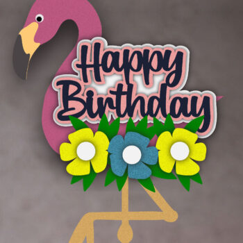 Intra απο ξύλο plywood  Χρώμα wenge 3mm-4mm πάχος - Flamingo Cake Topper Δίασταση 4x4 cm INTRAFABR-118363280 - Image 2