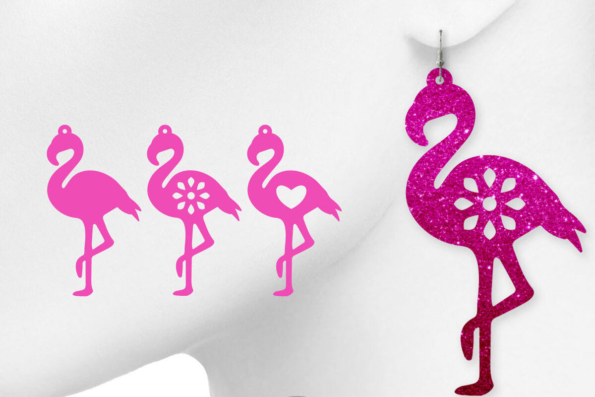 Intra απο ξύλο plywood  Χρώμα wenge 3mm-4mm πάχος - Σκουλαρίκια Flamingo, Σκουλαρίκια πουλιών Δίασταση 3x3 cm INTRAFABR-110023944