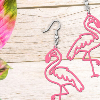 Intra απο ξύλο plywood  Χρώμα wenge 3mm-4mm πάχος - Σκουλαρίκια Flamingo | Καλοκαιρινό Δίασταση 900x900 cm INTRAFABR-122542606 - Image 4