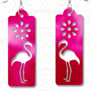 Intra απο ξύλο plywood Χρώμα wenge 3mm-4mm πάχος - Flamingo Earrings , Flamingo Jewelry Δίασταση 3x3 cm INTRAFABR-95575487 - Image 6