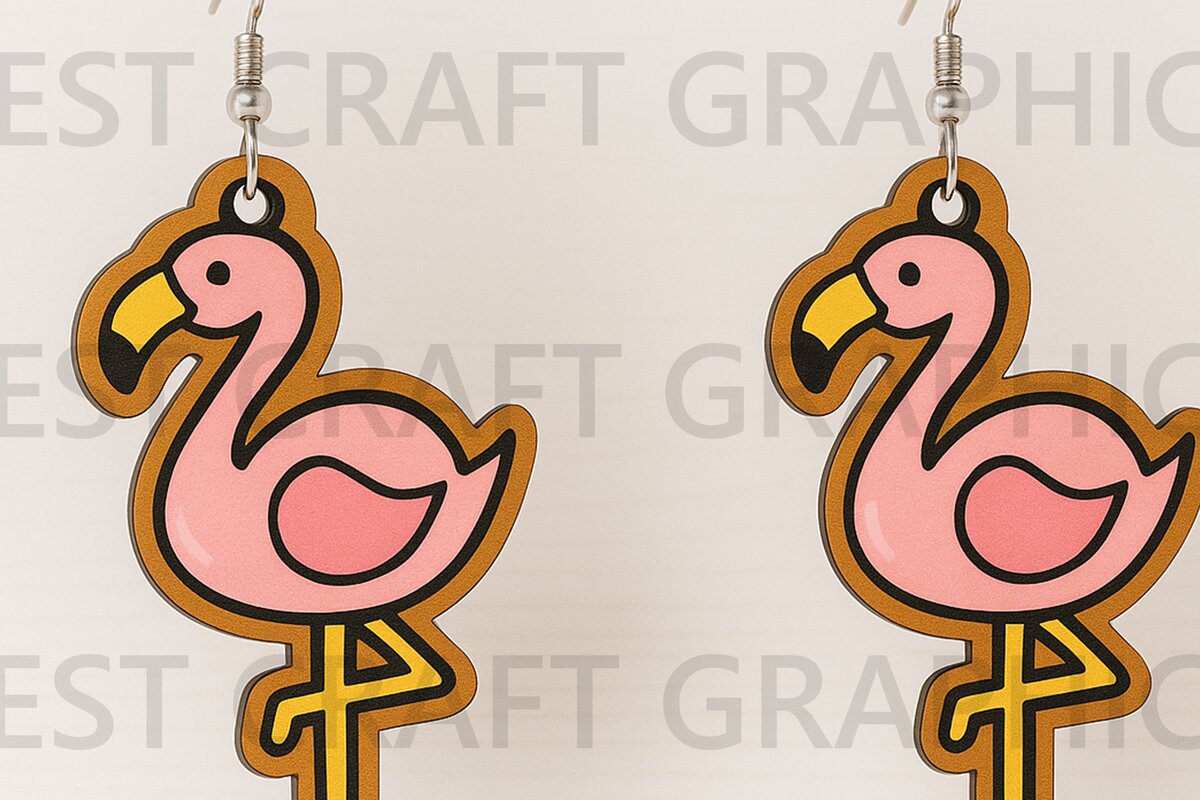 Intra απο ξύλο plywood  Χρώμα wenge 3mm-4mm πάχος - Σκουλαρίκια Flamingo Δίασταση 3x3 cm INTRAFABR-96733866