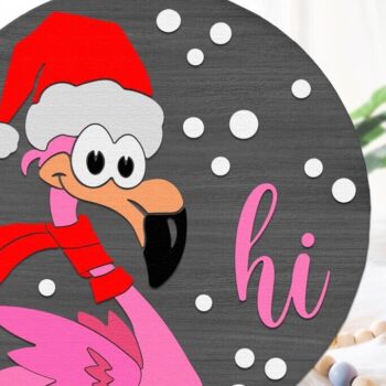 Intra απο ξύλο plywood  Χρώμα wenge 3mm-4mm πάχος - Flamingo Hi , Xmas Door Sign Cut File Δίασταση 15x15 cm INTRAFABR-68694521 - Image 1