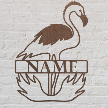 Intra απο ξύλο plywood  Χρώμα wenge 3mm-4mm πάχος - Πινακίδα ονόματος Flamingo Δίασταση 20x20 cm INTRAFABR-110024003 - Image 1