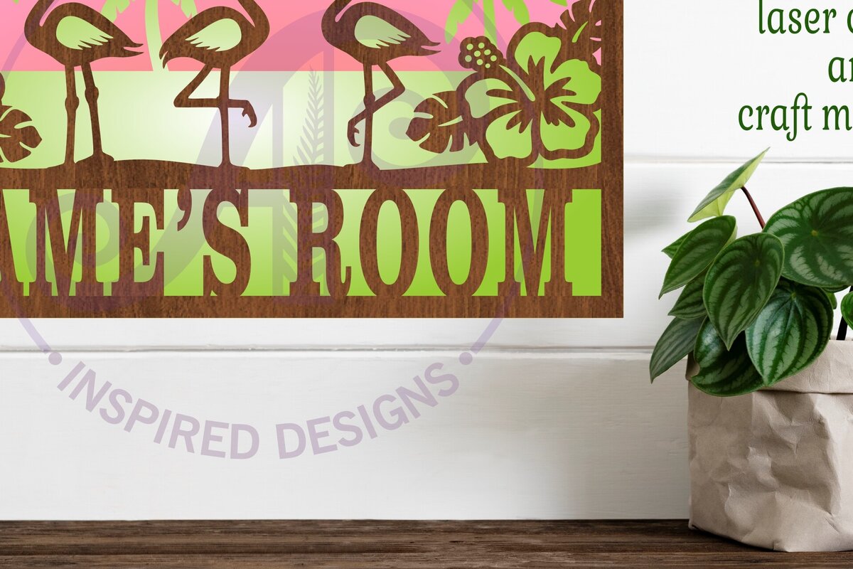 Intra απο ξύλο plywood  Χρώμα wenge 3mm-4mm πάχος - Σημάδι ονόματος σκηνής Flamingo 3 Layer Δίασταση 30x20 cm INTRAFABR-113605403