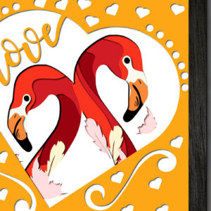 Intra απο ξύλο plywood  Χρώμα wenge 3mm-4mm πάχος - Κουτί σκιών για την ημέρα του Αγίου Βαλεντίνου Flamingo Δίασταση 25x25 cm INTRAFABR-95575511