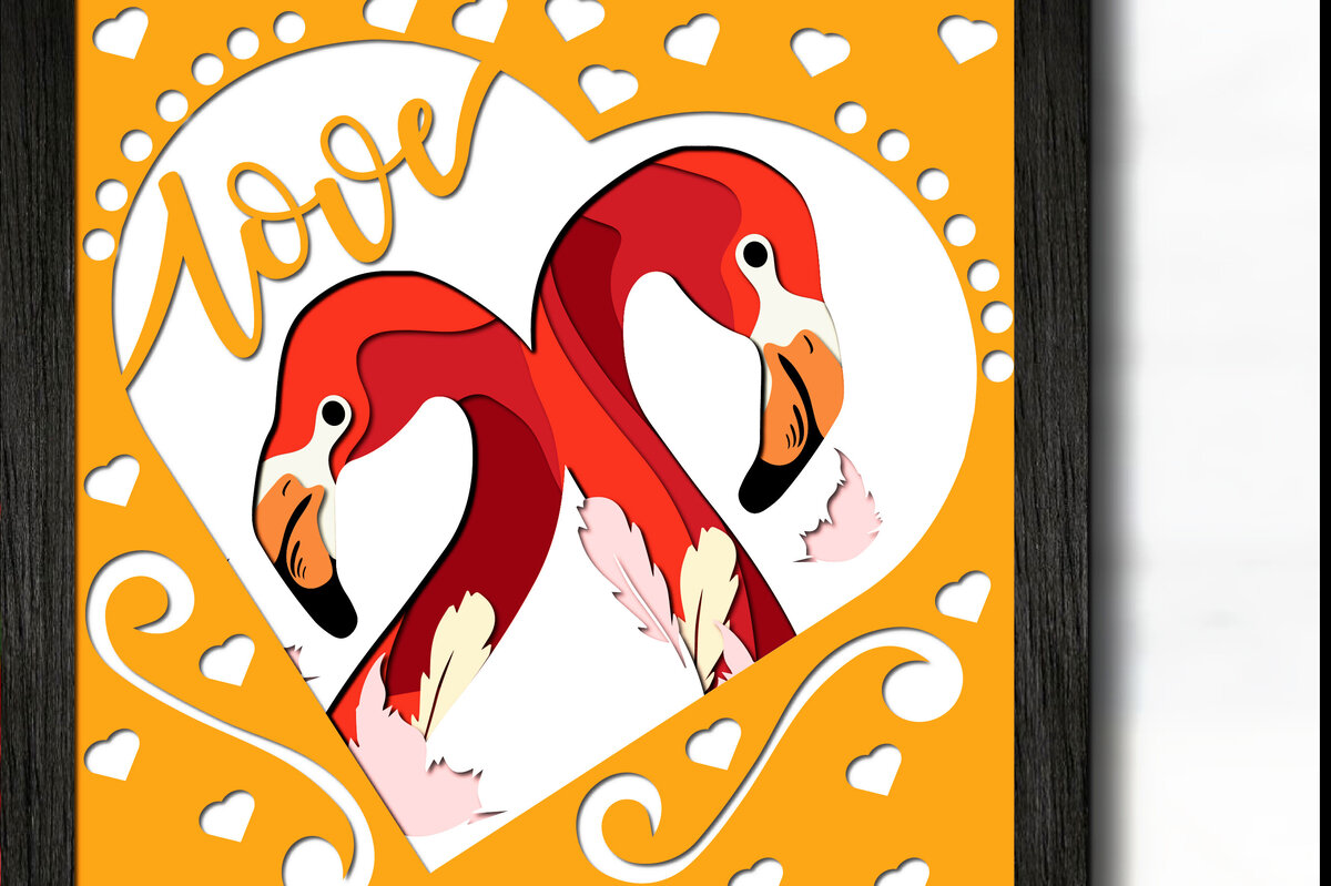 Intra απο ξύλο plywood  Χρώμα wenge 3mm-4mm πάχος - Κουτί σκιών για την ημέρα του Αγίου Βαλεντίνου Flamingo Δίασταση 25x25 cm INTRAFABR-95575511