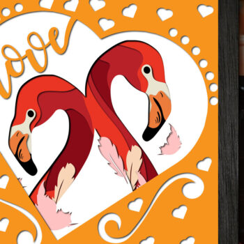 Intra απο ξύλο plywood  Χρώμα wenge 3mm-4mm πάχος - Κουτί σκιών για την ημέρα του Αγίου Βαλεντίνου Flamingo Δίασταση 25x25 cm INTRAFABR-95575511 - Image 2