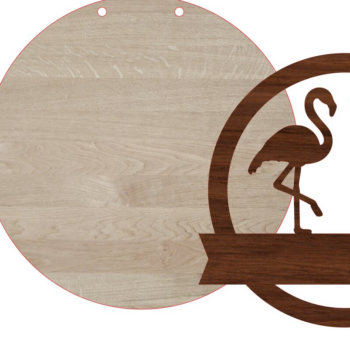 Intra απο ξύλο plywood  Χρώμα wenge 3mm-4mm πάχος - Σημάδι καλωσορίσματος και κενό Flamingo Δίασταση 20x20 cm INTRAFABR-68694820 - Image 1