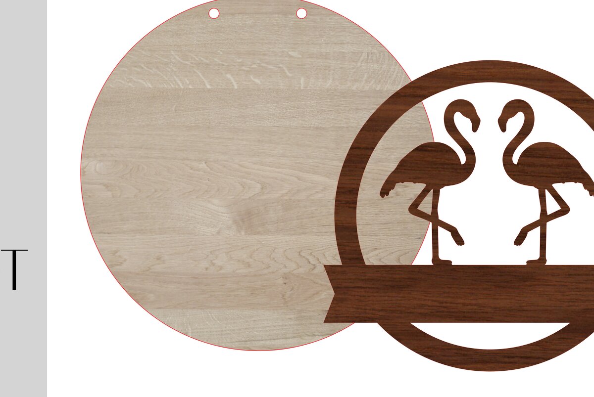 Intra απο ξύλο plywood  Χρώμα wenge 3mm-4mm πάχος - Σημάδι καλωσορίσματος και κενό Flamingo Δίασταση 20x20 cm INTRAFABR-68694820