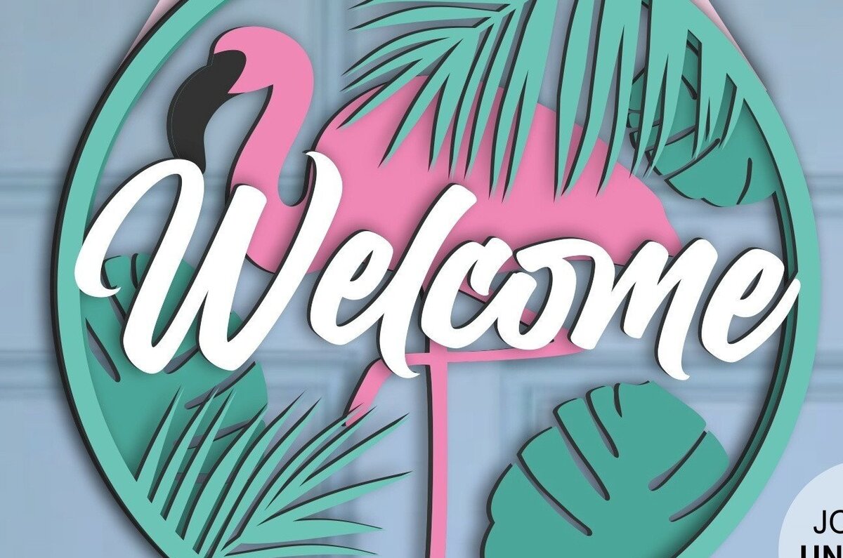 Intra απο ξύλο plywood  Χρώμα wenge 3mm-4mm πάχος - Σημάδι καλωσορίσματος Flamingo Δίασταση 20x20 cm INTRAFABR-113333129