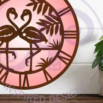 Intra απο ξύλο plywood Χρώμα wenge 3mm-4mm πάχος - Ρολόι Φλαμίνγκο Ρολόι τοίχου με λέιζερ Δίασταση 30x20 cm INTRAFABR-114699922 - Image 1