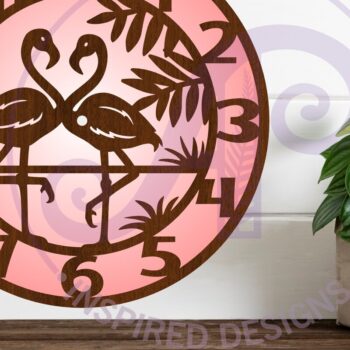 Intra απο ξύλο plywood Χρώμα wenge 3mm-4mm πάχος - Ρολόι Φλαμίνγκο Ρολόι τοίχου με λέιζερ Δίασταση 30x20 cm INTRAFABR-114699922 - Image 2