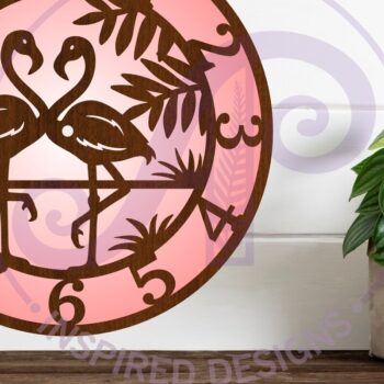 Intra απο ξύλο plywood Χρώμα wenge 3mm-4mm πάχος - Ρολόι Φλαμίνγκο Ρολόι τοίχου με λέιζερ Δίασταση 30x20 cm INTRAFABR-114699922 - Image 3