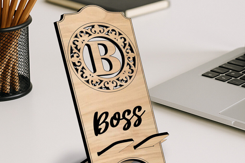 Intra απο ξύλο plywood  Χρώμα wenge 3mm-4mm πάχος - Υποδοχή τηλεφώνου Fleur-de-lis Letter B Δίασταση 20x20 cm INTRAFABR-68695130