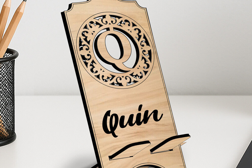 Intra απο ξύλο plywood  Χρώμα wenge 3mm-4mm πάχος - Fleur-de-lis Letter Q Holder Phone Δίασταση 20x20 cm INTRAFABR-112032967