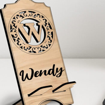 Intra απο ξύλο plywood  Χρώμα wenge 3mm-4mm πάχος - Fleur-de-lis Letter W Τηλέφωνο κατόχου Δίασταση 20x20 cm INTRAFABR-112229500 - Image 1