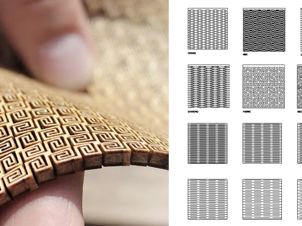 Intra απο ξύλο plywood  Χρώμα wenge 3mm-4mm πάχος - με ευέλικτο / ζωντανό μεντεσέ με λέιζερ Δίασταση 40x50 cm INTRAFABR-110525587