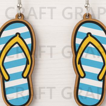Intra απο ξύλο plywood Χρώμα wenge 3mm-4mm πάχος - Σκουλαρίκια Flip Flop Summer File Δίασταση 3x3 cm INTRAFABR-113380313 - Image 1