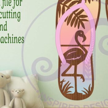 Intra απο ξύλο plywood  Χρώμα wenge 3mm-4mm πάχος - Πινακίδα τοίχου με στρώσεις Flamingo Flip Flop Δίασταση 40x50 cm INTRAFABR-24159314 - Image 3