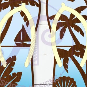 Intra απο ξύλο plywood  Χρώμα wenge 3mm-4mm πάχος - Τοίχος με στρώσεις στην παραλία με ιστιοπλοϊκό σκάφος Δίασταση 40x50 cm INTRAFABR-112234062