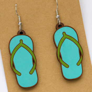 Intra απο ξύλο plywood  Χρώμα wenge 3mm-4mm πάχος - Καλοκαιρινά σκουλαρίκια Flip Flop Δίασταση 3x3 cm INTRAFABR-102191378 - Image 1