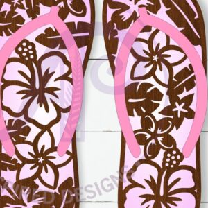 Intra απο ξύλο plywood  Χρώμα wenge 3mm-4mm πάχος - Πινακίδα Flip Flop Tropical Flowers Layered Δίασταση 40x50 cm INTRAFABR-105557550