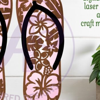 Intra απο ξύλο plywood Χρώμα wenge 3mm-4mm πάχος - Πινακίδα Flip Flop Tropical Flowers Layered Δίασταση 40x50 cm INTRAFABR-105557550 - Image 2