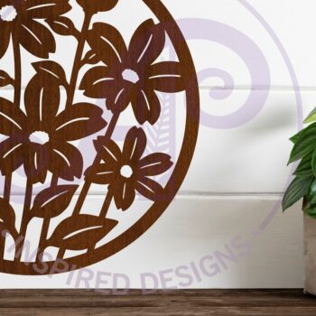 Intra απο ξύλο plywood  Χρώμα wenge 3mm-4mm πάχος - Floral 6 Πέταλα Λουλούδι επιγραφή, Δίασταση 40x50 cm INTRAFABR-112033998 - Image 2